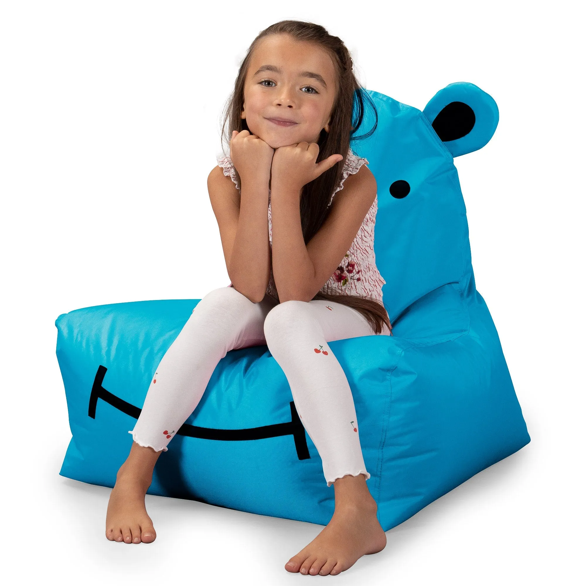 Hippo Kids Waterproof Bean Bag Chair 3-8 yr - SmartCanvas™ Aqua Blue