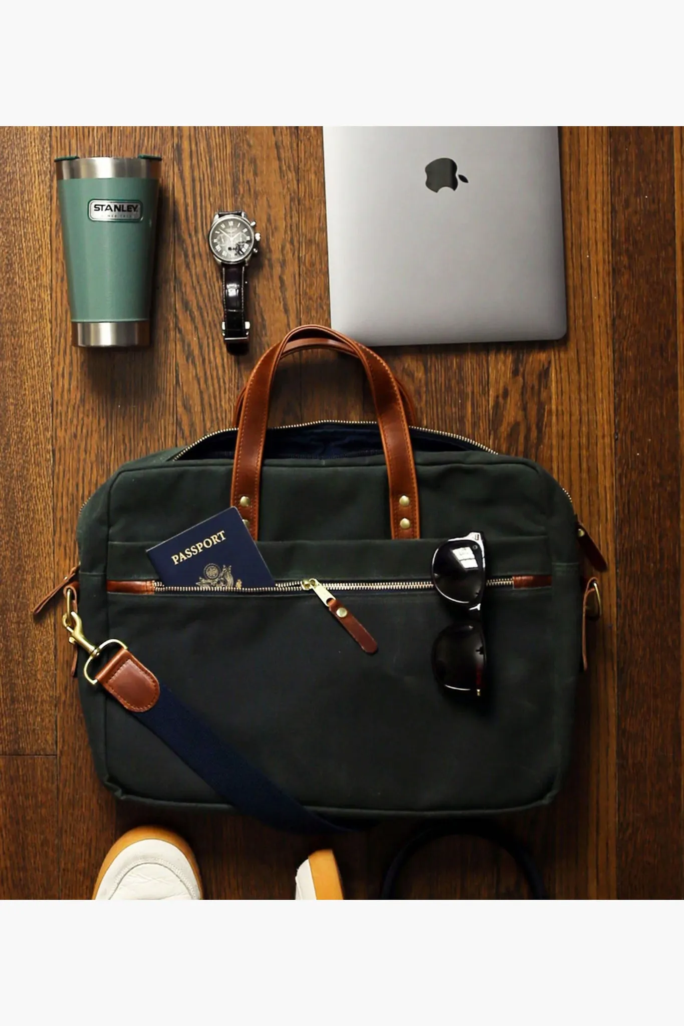 Hunter Green Waxed Canvas Laptop Bag