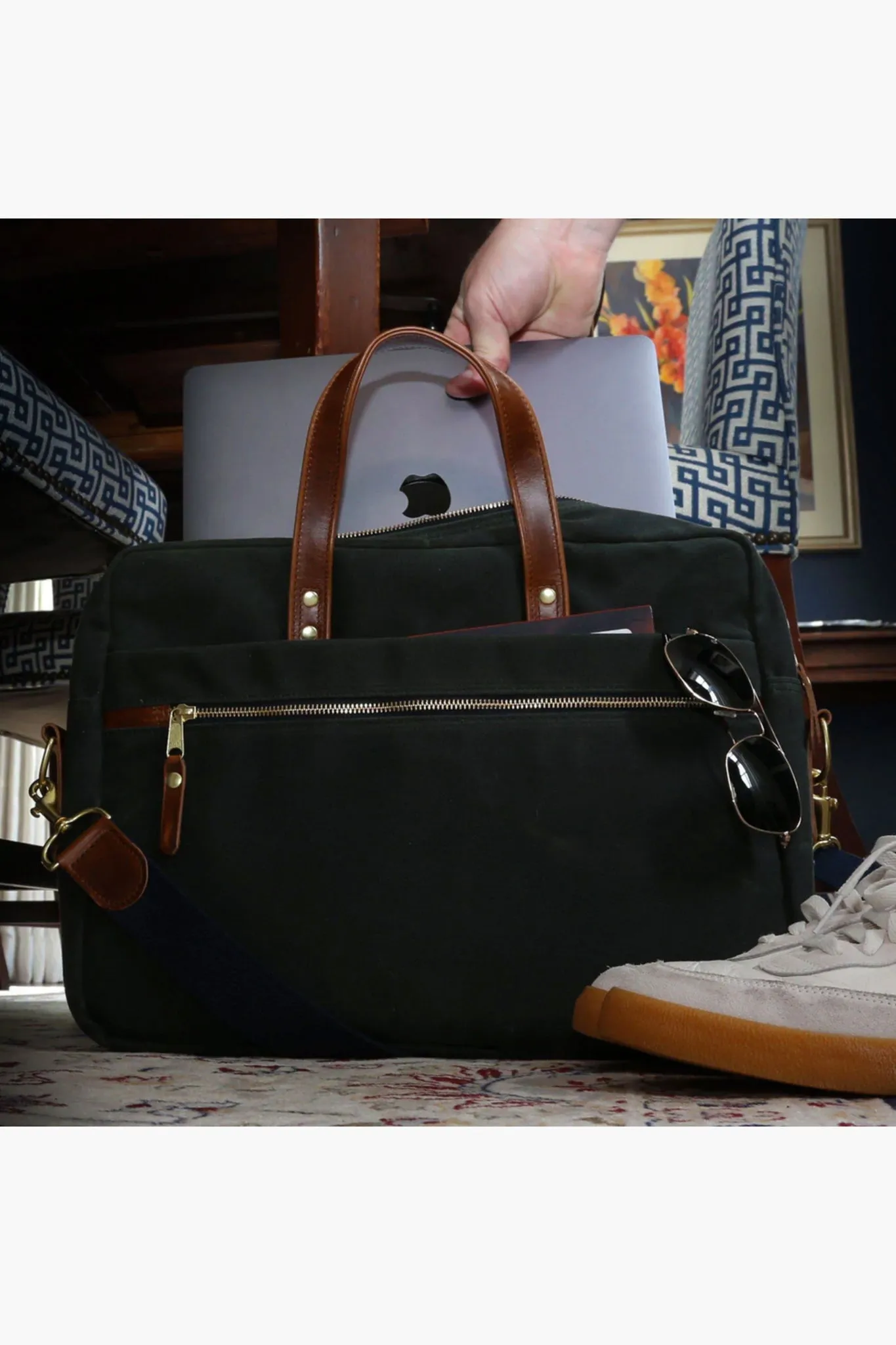 Hunter Green Waxed Canvas Laptop Bag