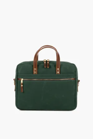 Hunter Green Waxed Canvas Laptop Bag