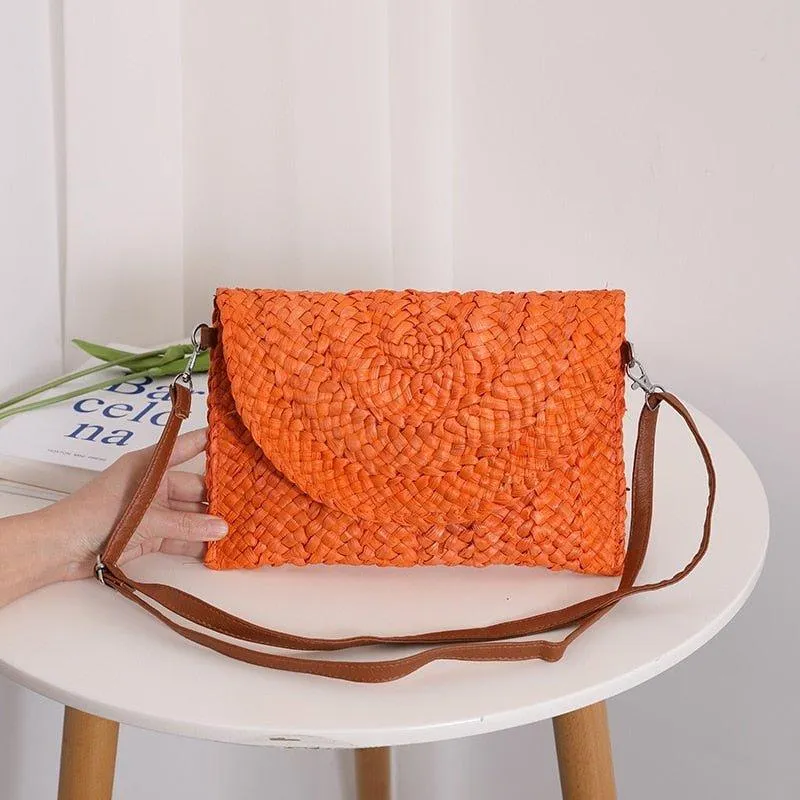 Isabella Corn Husk Weave Clutch Bags