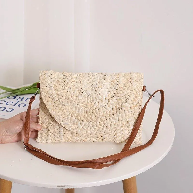 Isabella Corn Husk Weave Clutch Bags