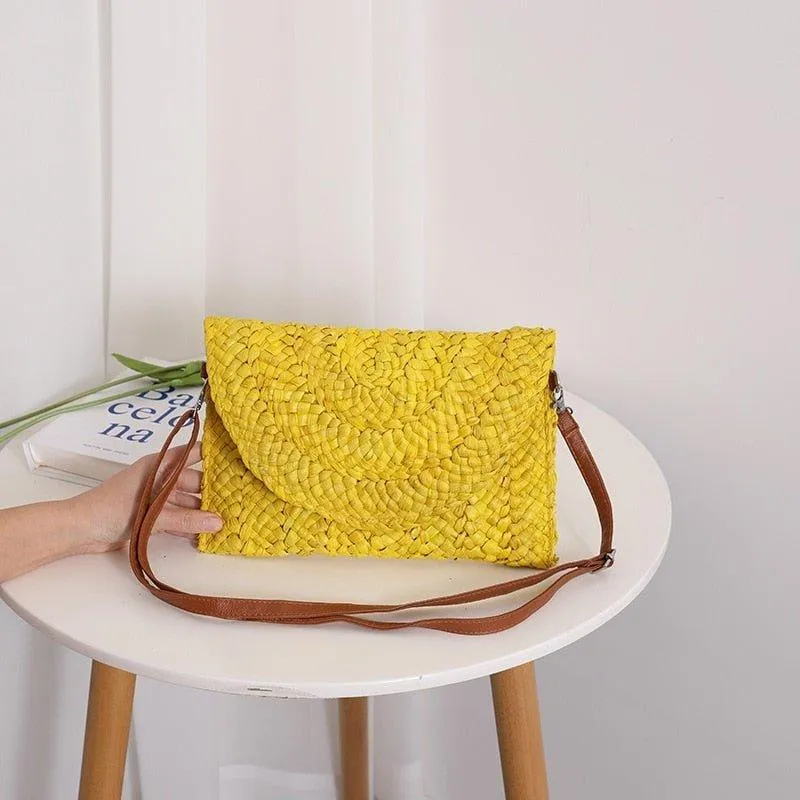 Isabella Corn Husk Weave Clutch Bags