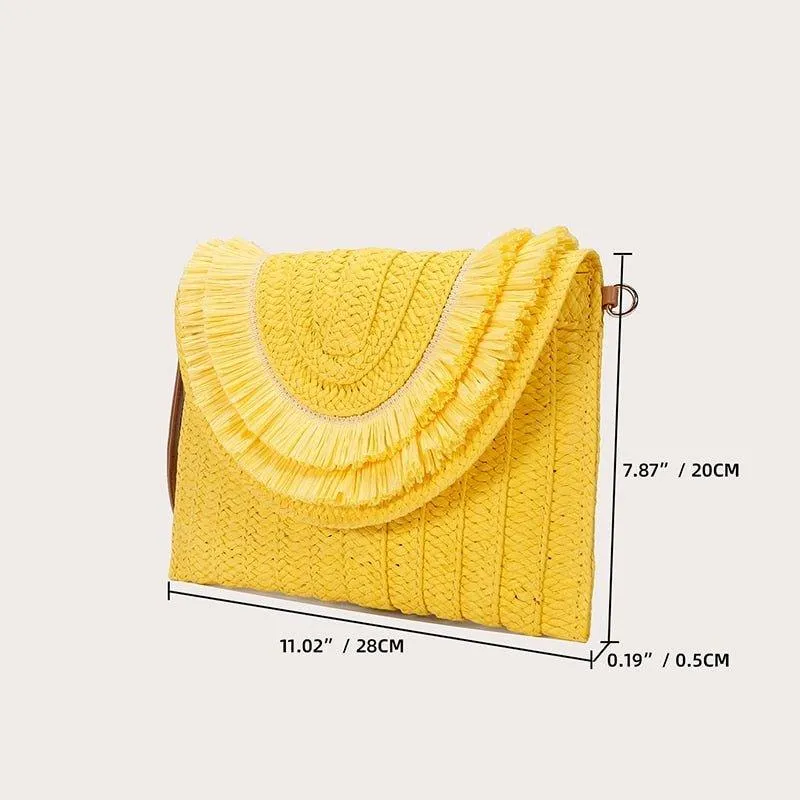 Isabella Corn Husk Weave Clutch Bags