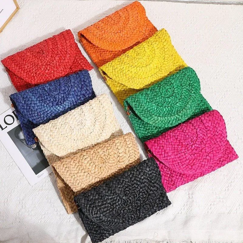 Isabella Corn Husk Weave Clutch Bags