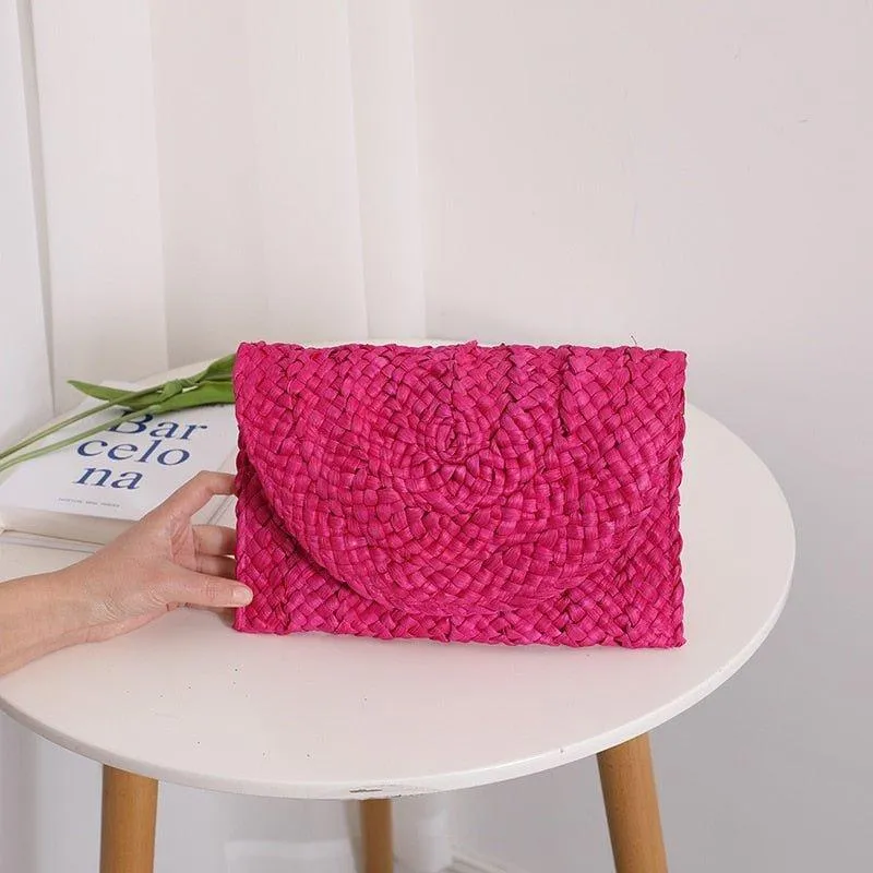 Isabella Corn Husk Weave Clutch Bags