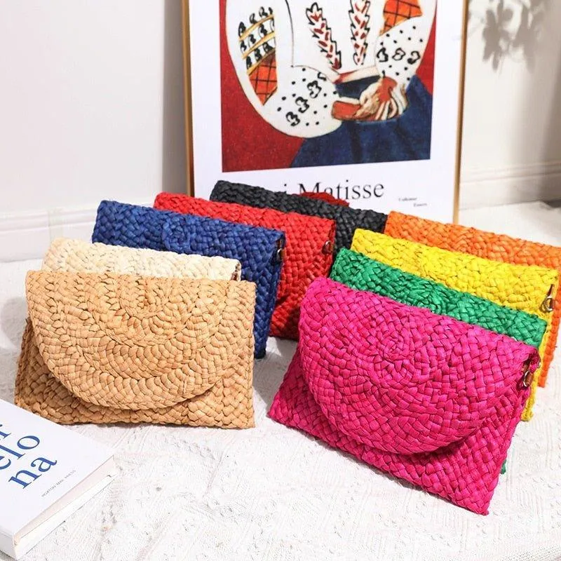 Isabella Corn Husk Weave Clutch Bags