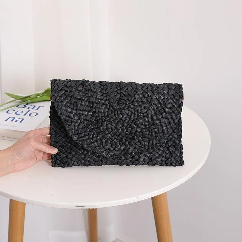 Isabella Corn Husk Weave Clutch Bags
