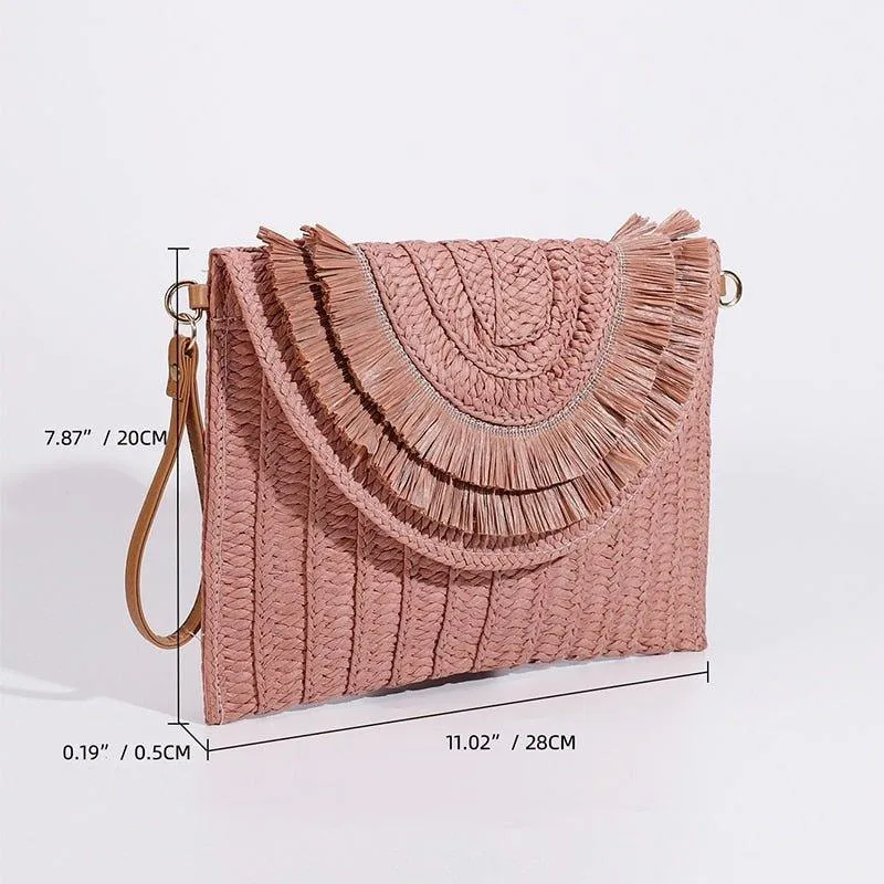 Isabella Corn Husk Weave Clutch Bags