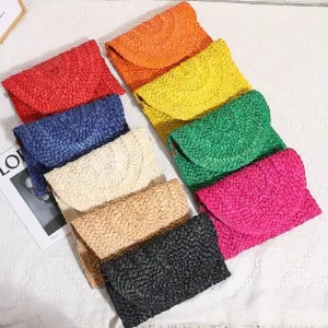 Isabella Corn Husk Weave Clutch Bags