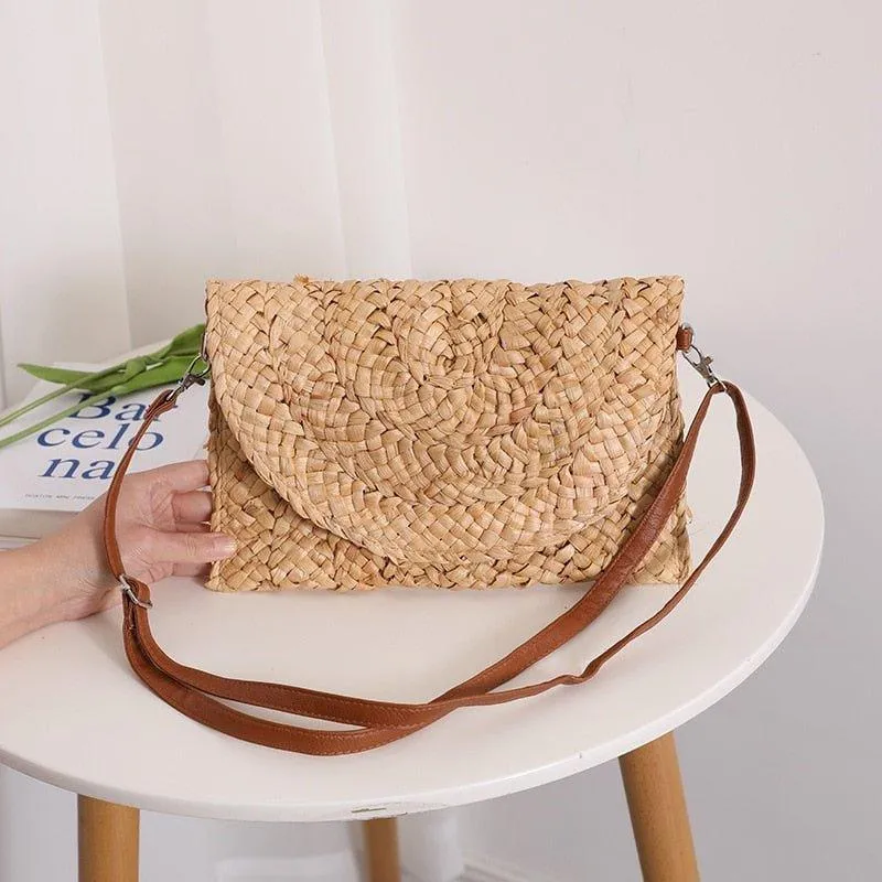 Isabella Corn Husk Weave Clutch Bags