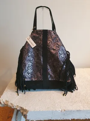 leather & fabric bag SIMONNE