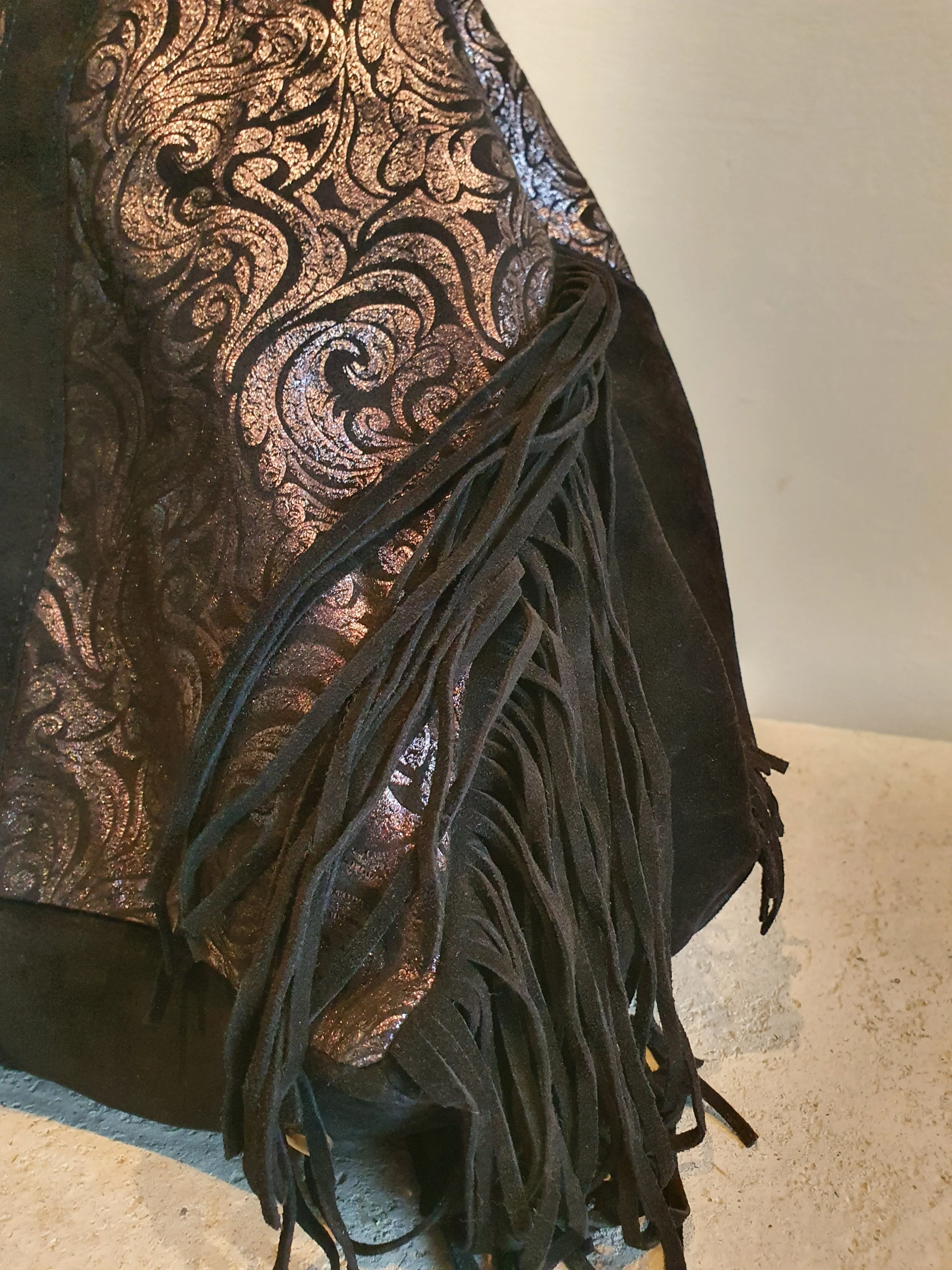 leather & fabric bag SIMONNE
