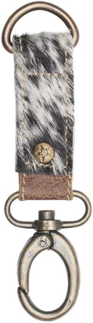 Leather Keychain | Hair On/Genuine Leather (Black)