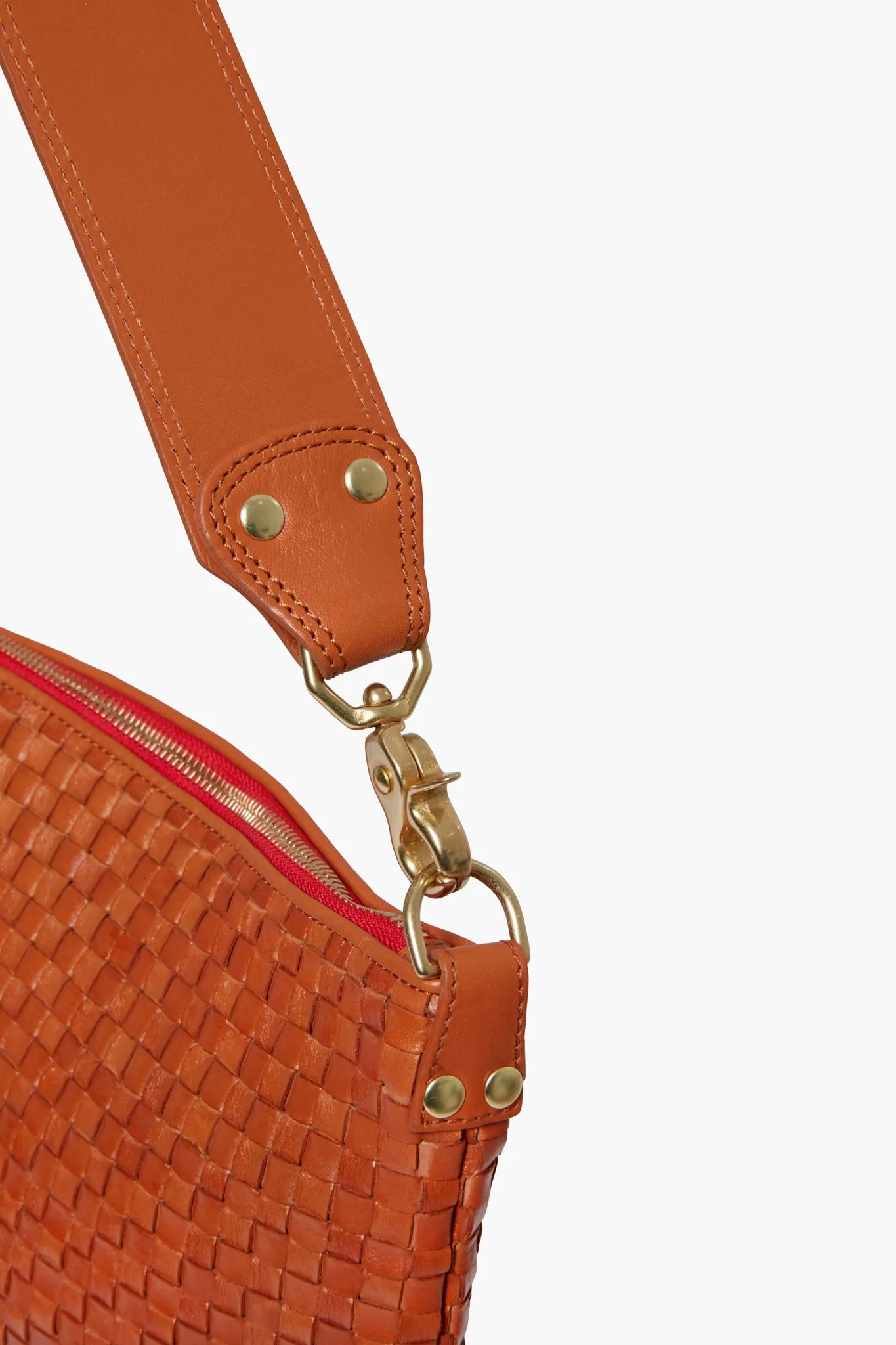 Natural Woven Checker Moyen Messenger