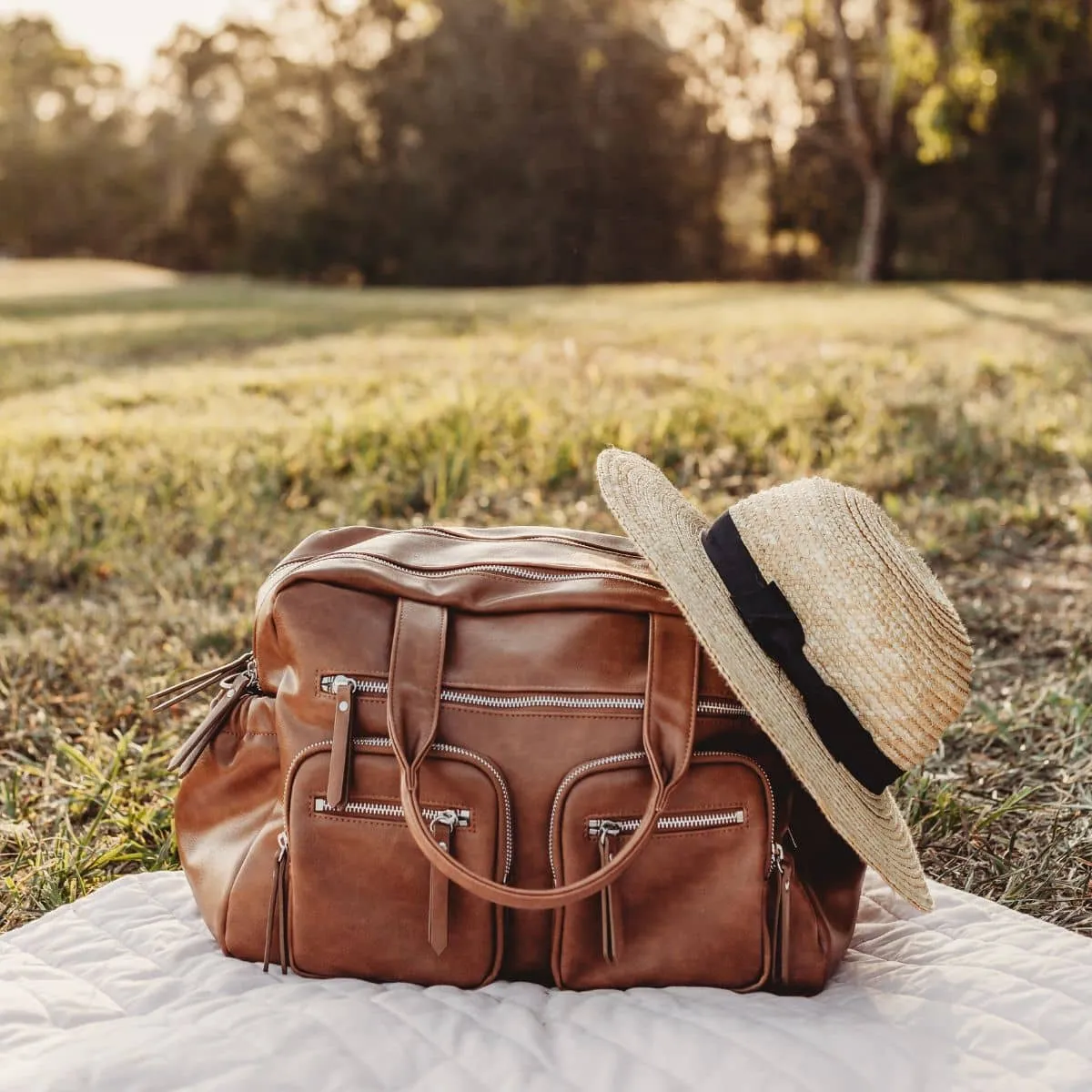 OiOi Vegan Leather Carry All Nappy Bag - Tan