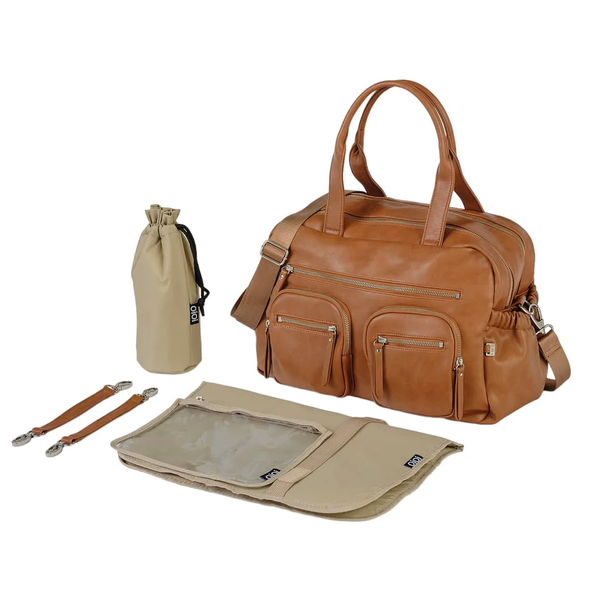 OiOi Vegan Leather Carry All Nappy Bag - Tan