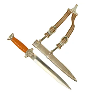 Original German WWII DRK Red Cross Officer's Dagger with Scabbard and Belt Hanger - Deutsches Rotes Kreuz