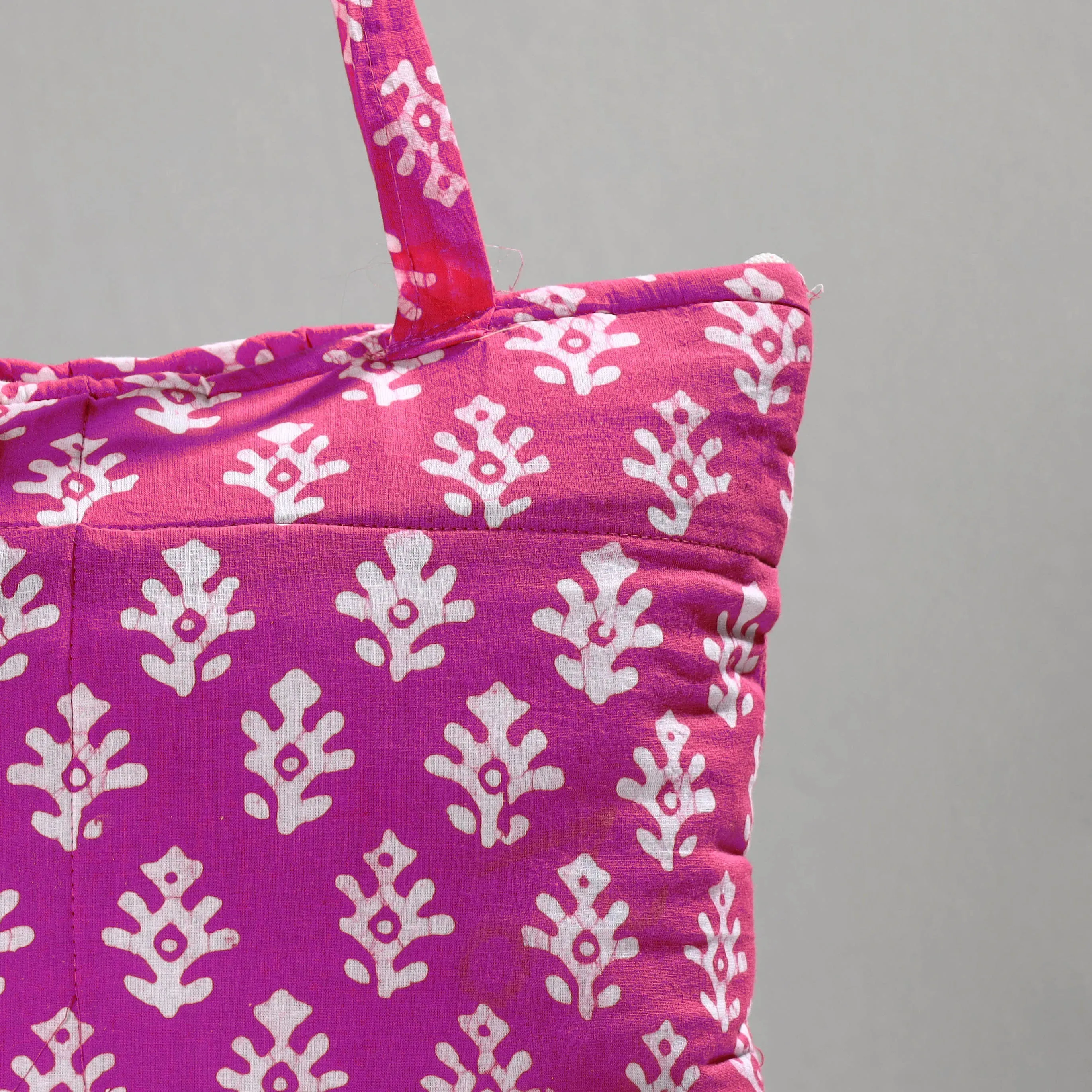 Purple - Handcrafted Batik Printed Cotton Hand Bag 14
