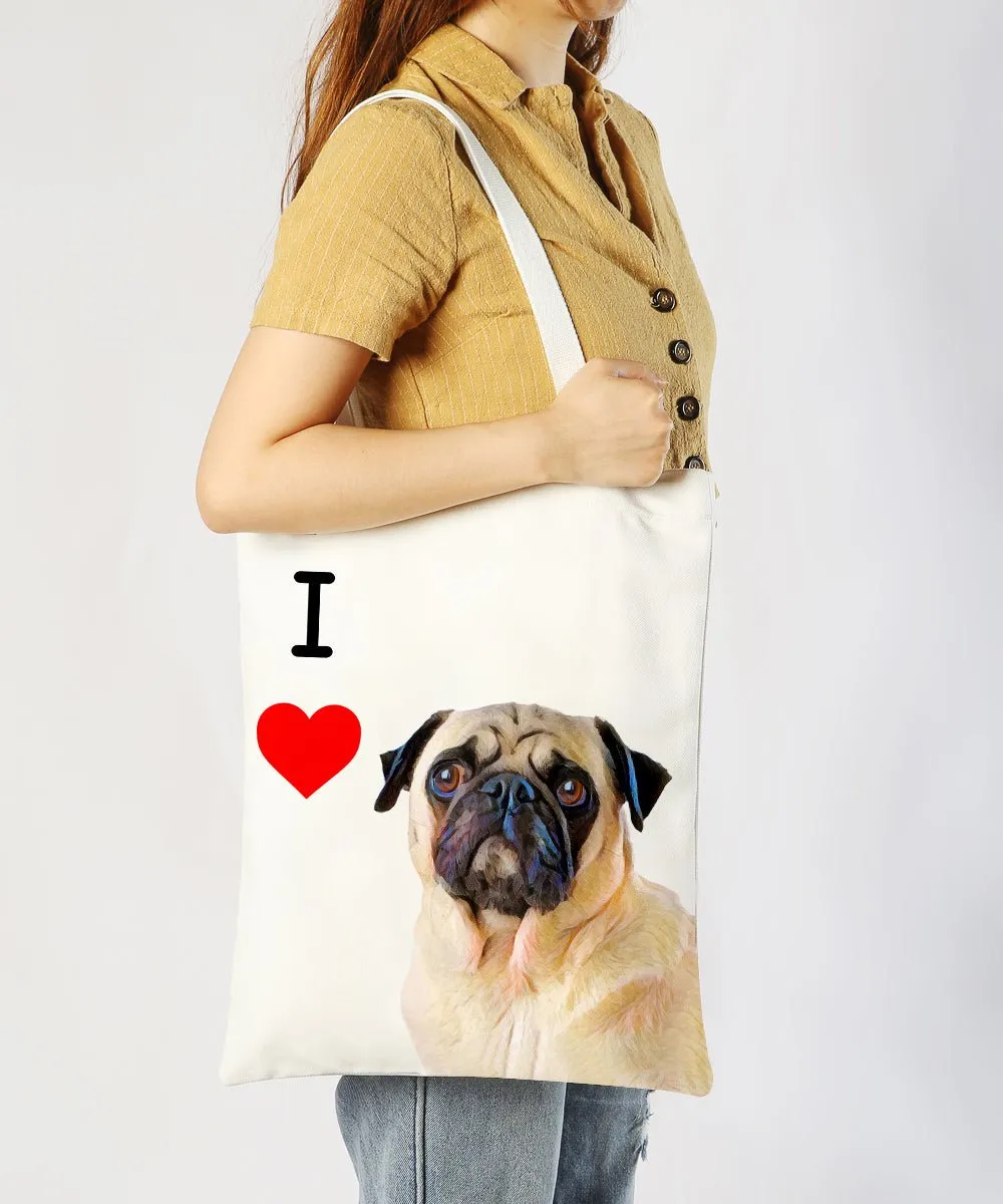 "I Love" Breed Canvas Tote Bag