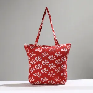 Red - Handcrafted Batik Printed Cotton Hand Bag 03