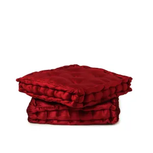  REDEARTH  Velvet Floor Pillows-Premium Rayon Cotton Velvet Washable Extra Soft Plush Square seat Cushion with Handle for Dining, Patio, Office, Outdoor, Hardwood Floor (18x18x4; Wine Red) Pack of 2