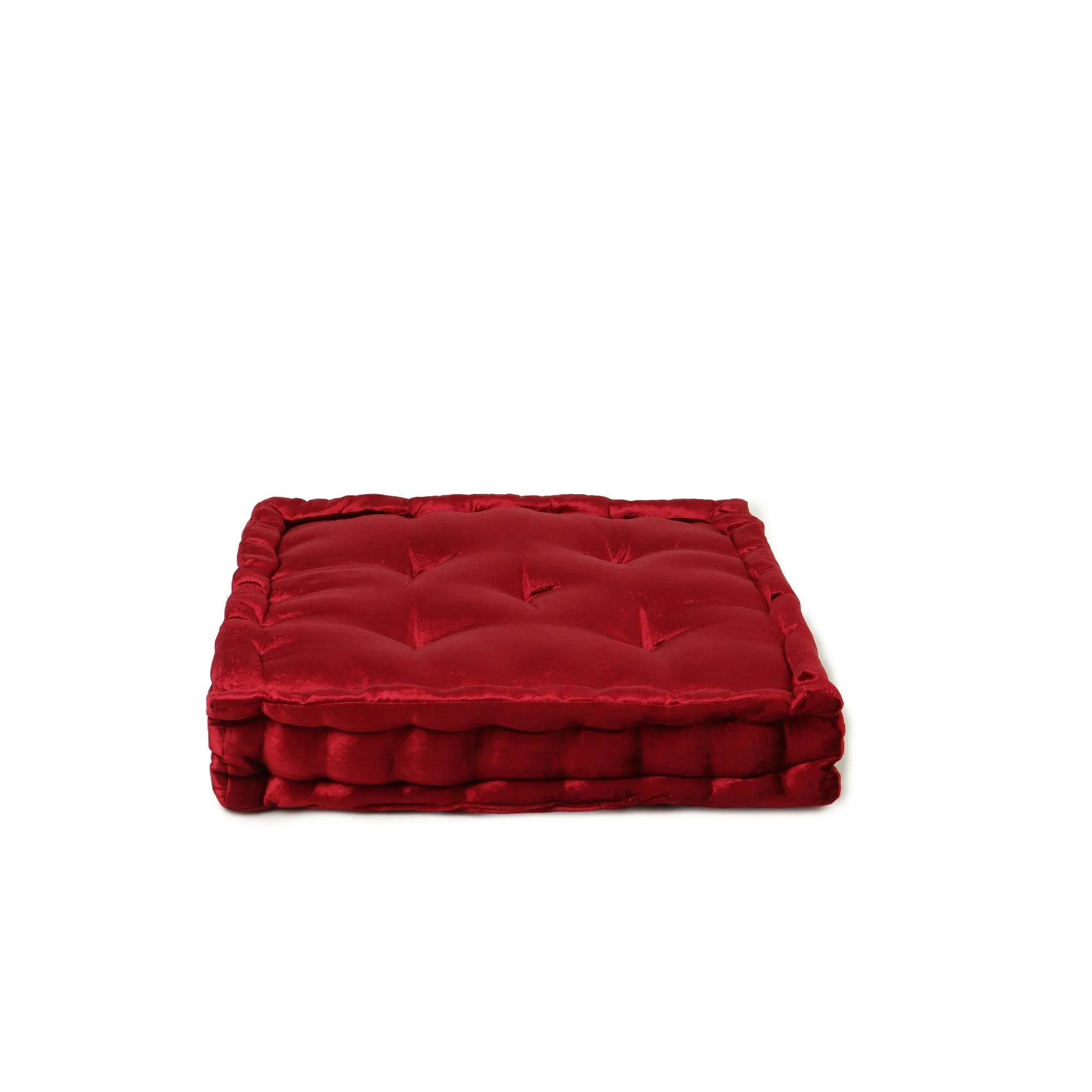  REDEARTH  Velvet Floor Pillows-Premium Rayon Cotton Velvet Washable Extra Soft Plush Square seat Cushion with Handle for Dining, Patio, Office, Outdoor, Hardwood Floor (18x18x4; Wine Red) Pack of 2