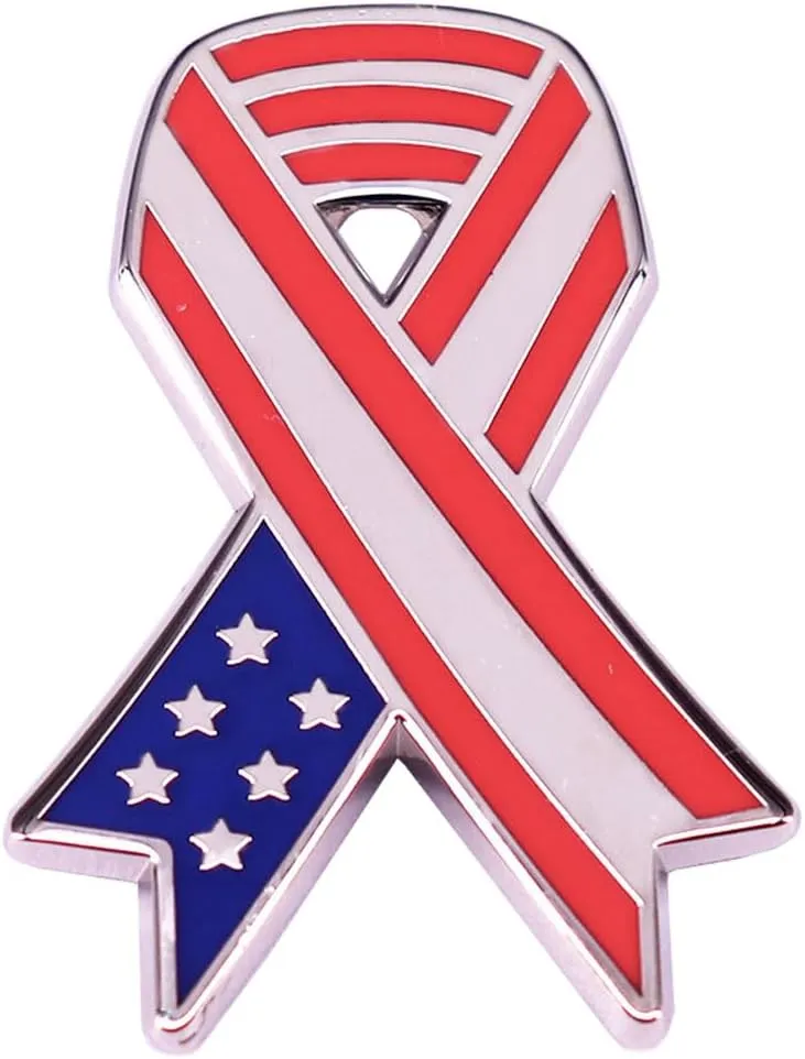 Ribbon American Flag Enamel Pin US Flag Lapel Pin American Patriotic Ribbon Collar Pin American Pride Badge Brooch Independence Day Celebrations