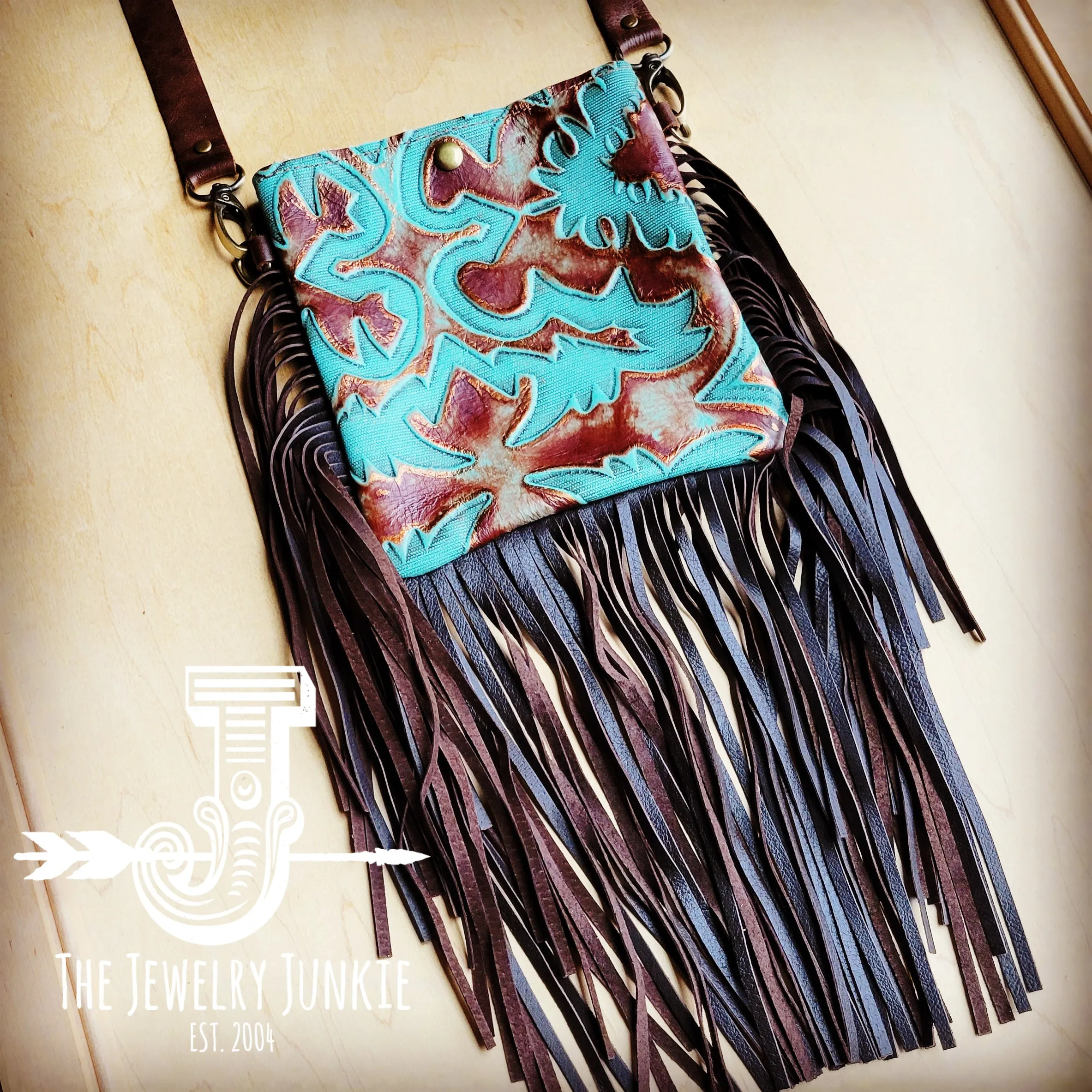**Small Crossbody Handbag w/ Copper LaredoFull Fringe 508ff