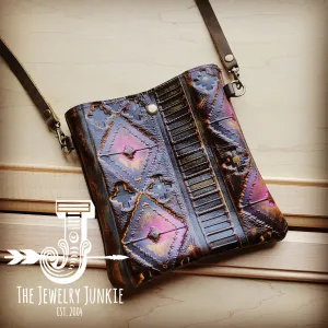 **Small Crossbody Handbag w/ Magenta Navajo Leather 512p