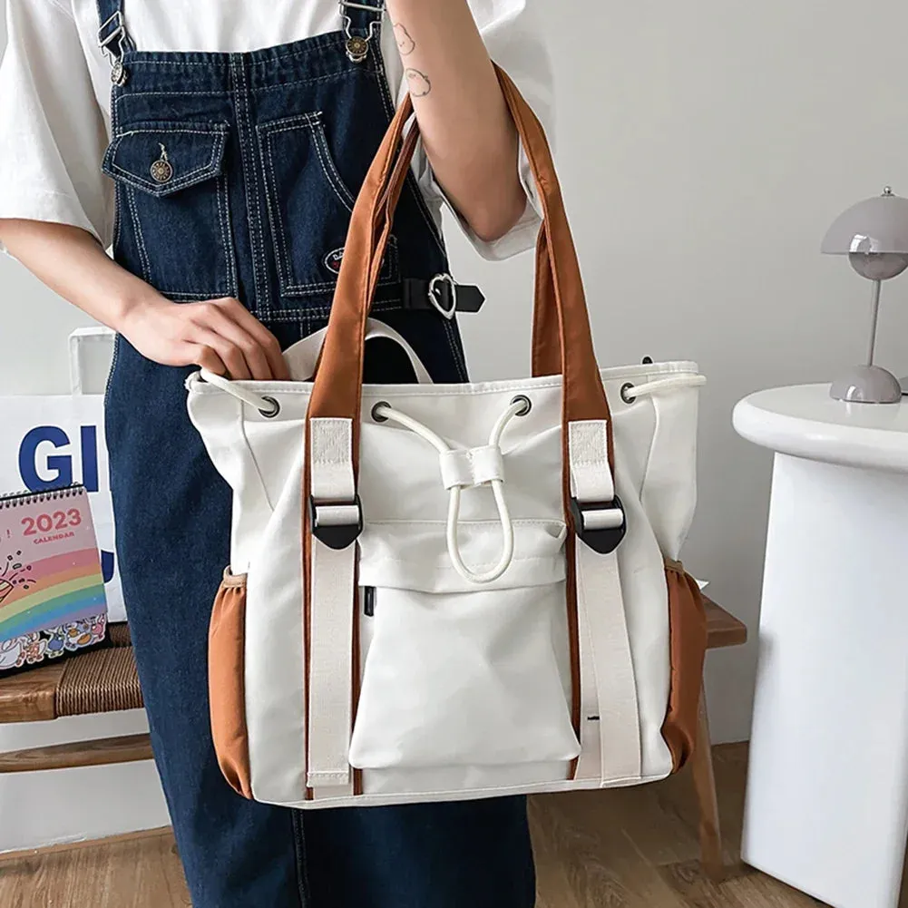 Sohiwoo Bag Color Nylon Top Satchel Contrast Casual Women Pouch Female Bolsa Purse Handbags Capacity Large Designer Shoulder Fashion