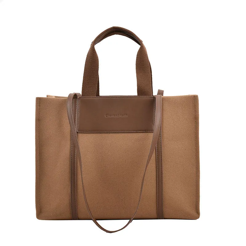 Sohiwoo Trendy Large Capacity Tote Bag Retro Color Contrast Hobo Bag Casual Shoulder Purse For Commute