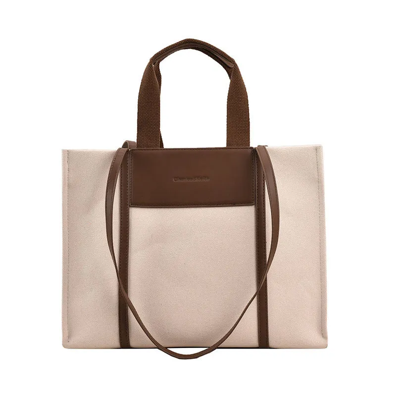 Sohiwoo Trendy Large Capacity Tote Bag Retro Color Contrast Hobo Bag Casual Shoulder Purse For Commute