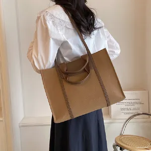 Sohiwoo Trendy Large Capacity Tote Bag Retro Color Contrast Hobo Bag Casual Shoulder Purse For Commute