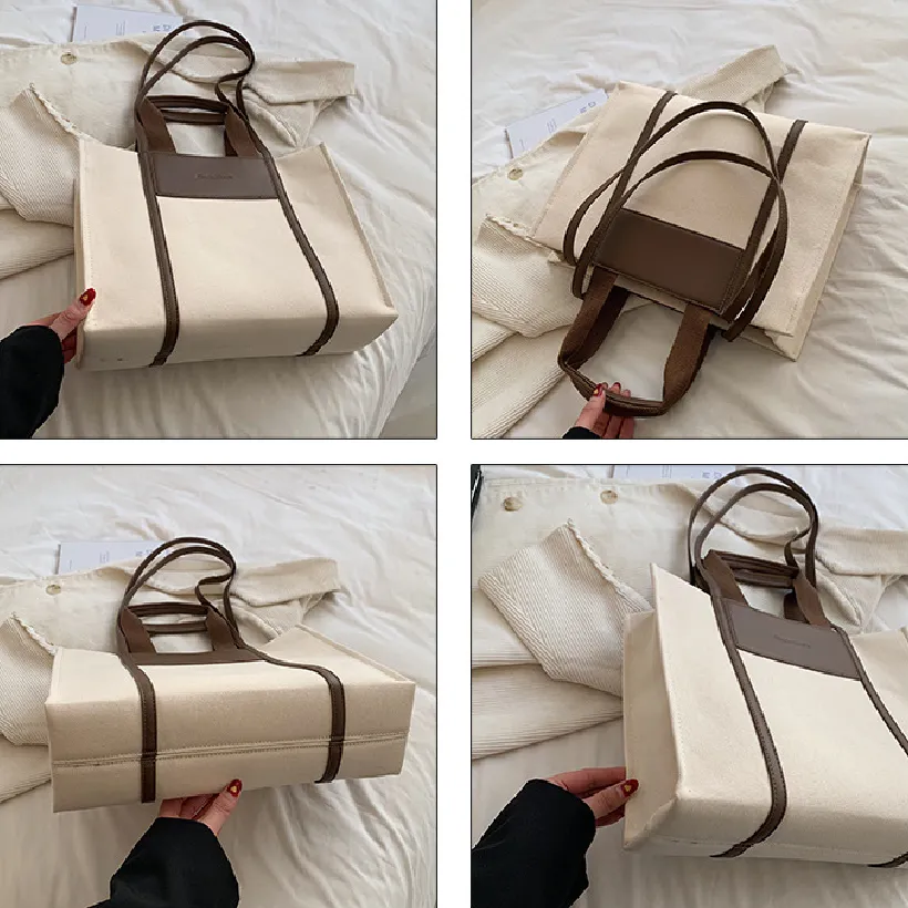 Sohiwoo Trendy Large Capacity Tote Bag Retro Color Contrast Hobo Bag Casual Shoulder Purse For Commute