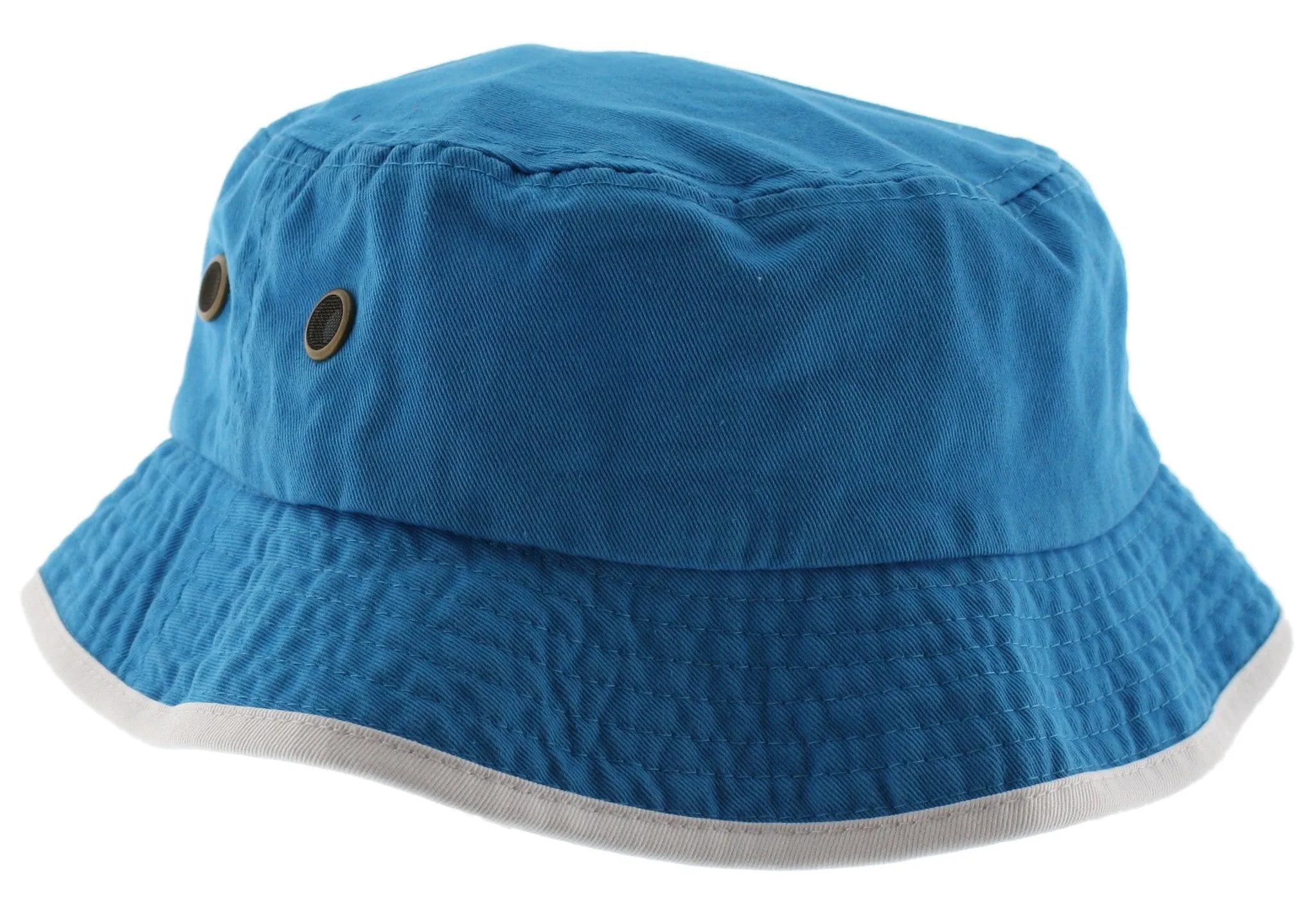 Solid Trim 100% Cotton Bucket Hat with Contrasting Trim