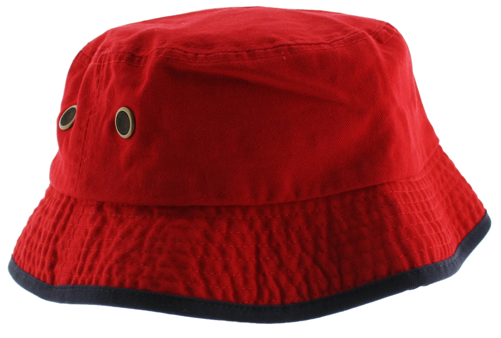 Solid Trim 100% Cotton Bucket Hat with Contrasting Trim