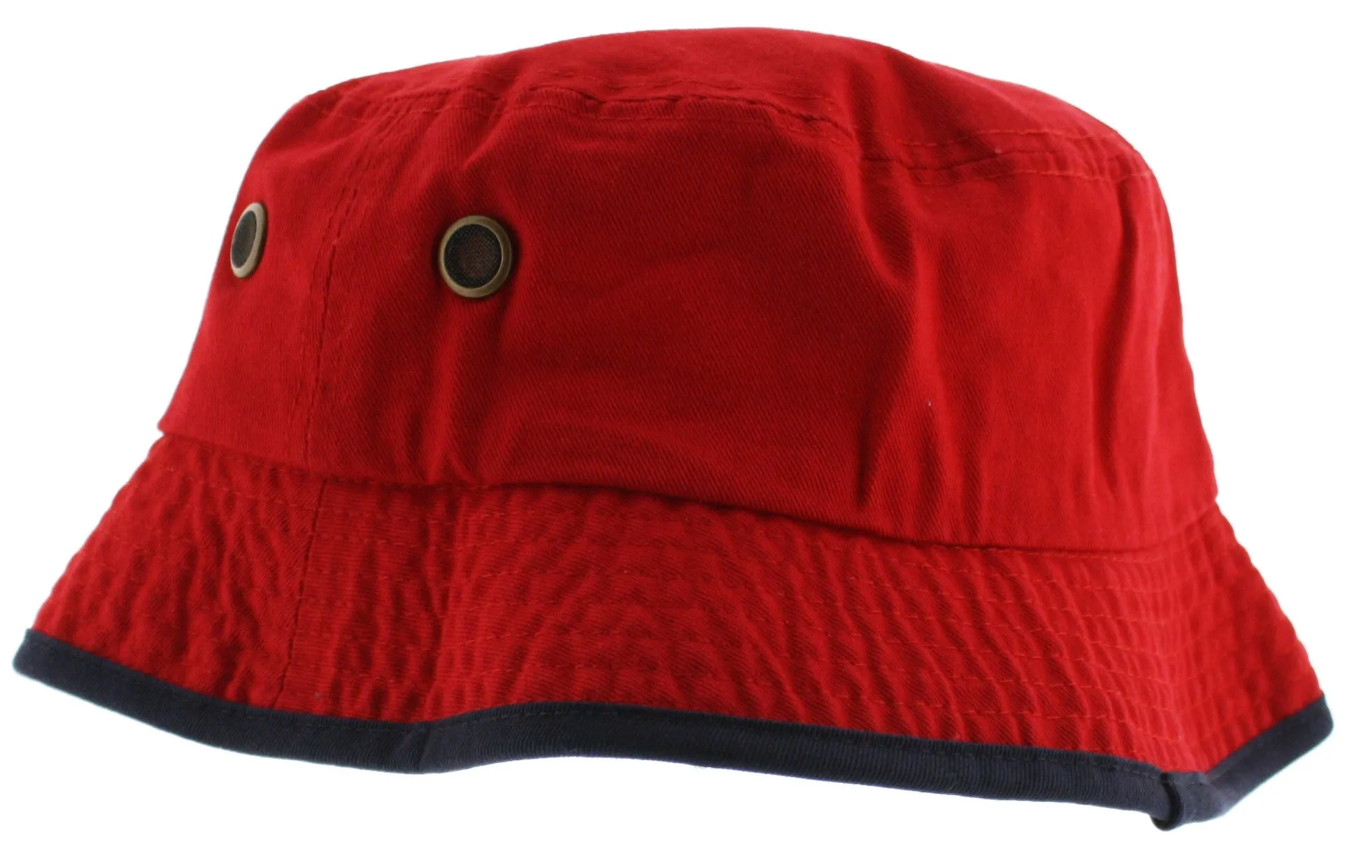 Solid Trim 100% Cotton Bucket Hat with Contrasting Trim