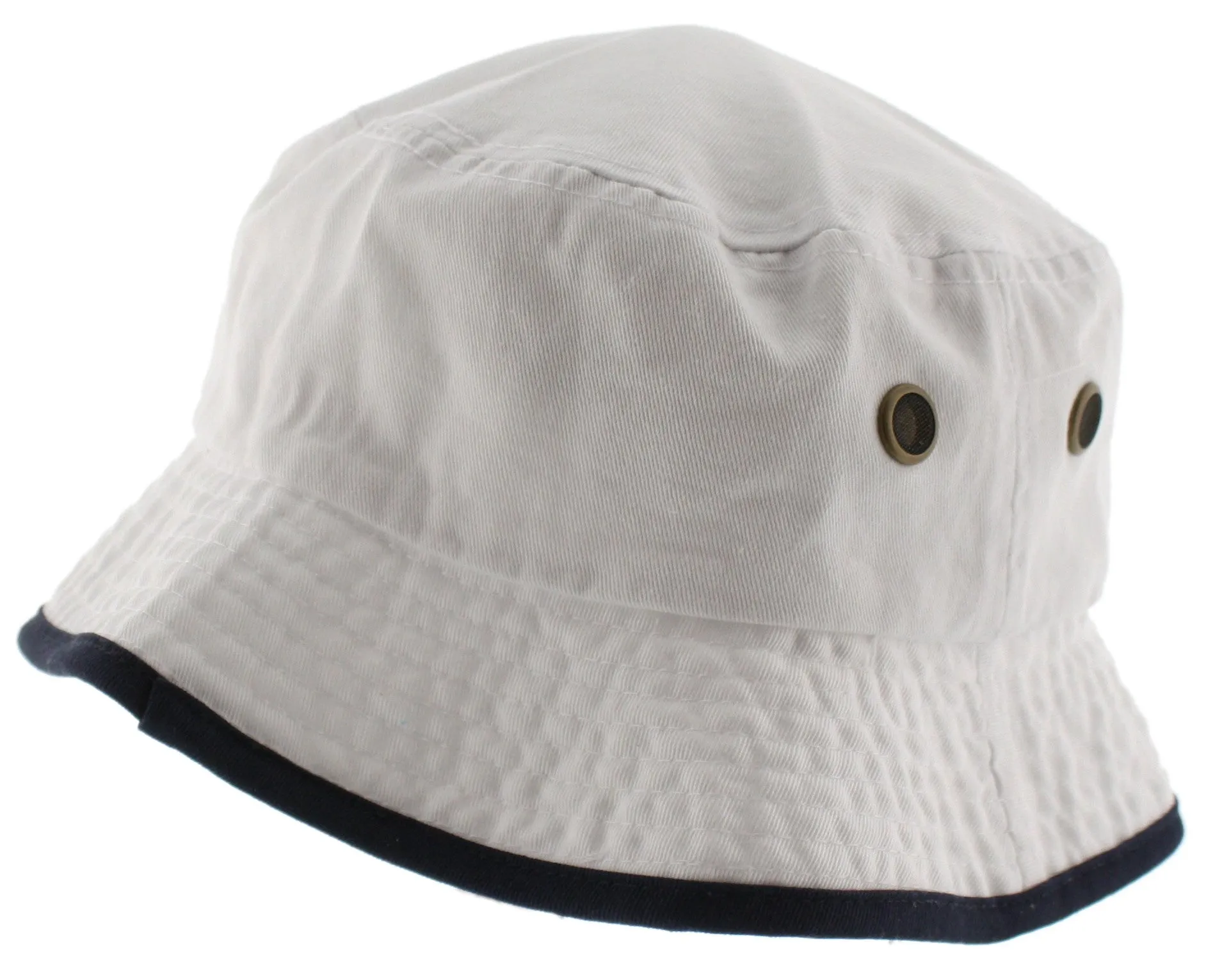 Solid Trim 100% Cotton Bucket Hat with Contrasting Trim
