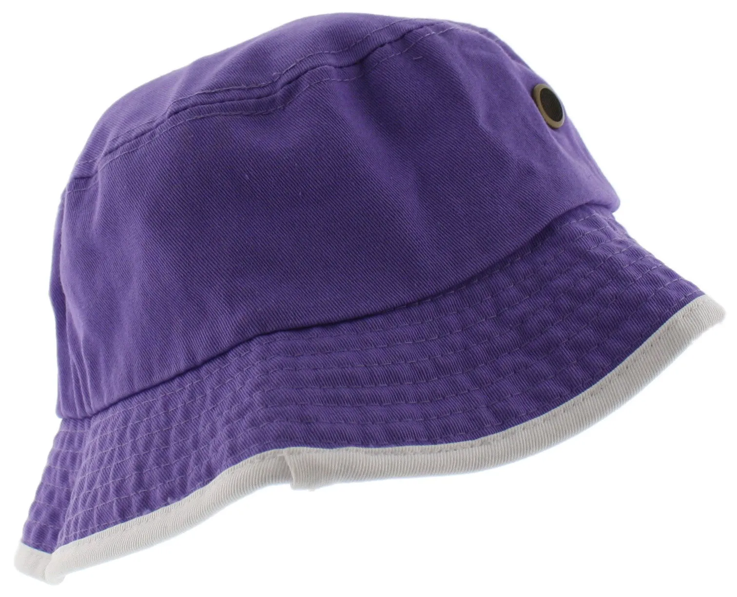 Solid Trim 100% Cotton Bucket Hat with Contrasting Trim