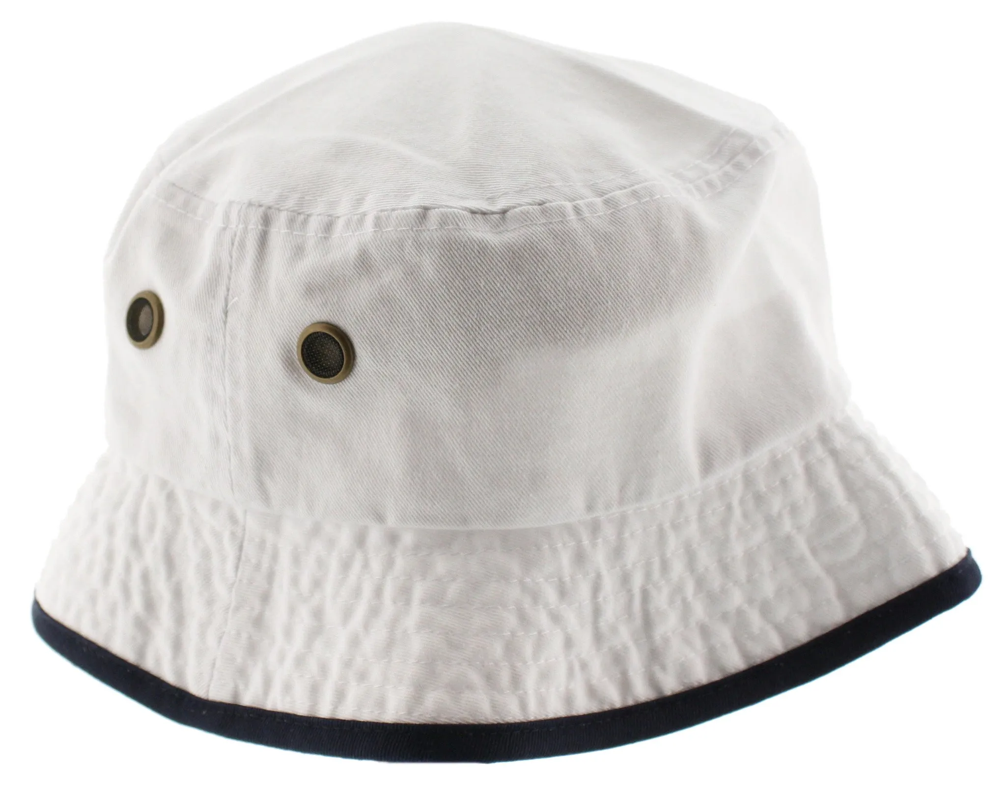 Solid Trim 100% Cotton Bucket Hat with Contrasting Trim