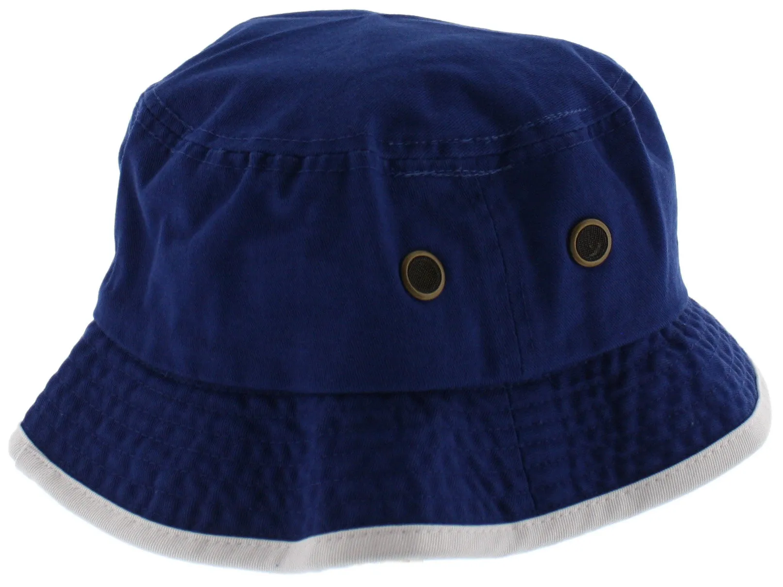 Solid Trim 100% Cotton Bucket Hat with Contrasting Trim