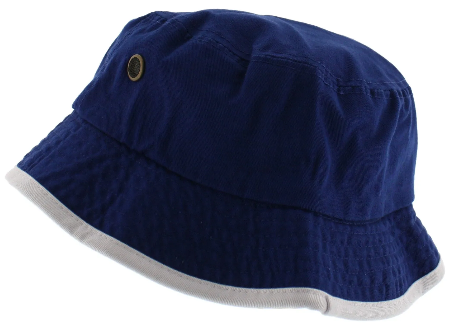 Solid Trim 100% Cotton Bucket Hat with Contrasting Trim