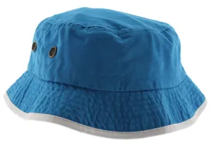 Solid Trim 100% Cotton Bucket Hat with Contrasting Trim