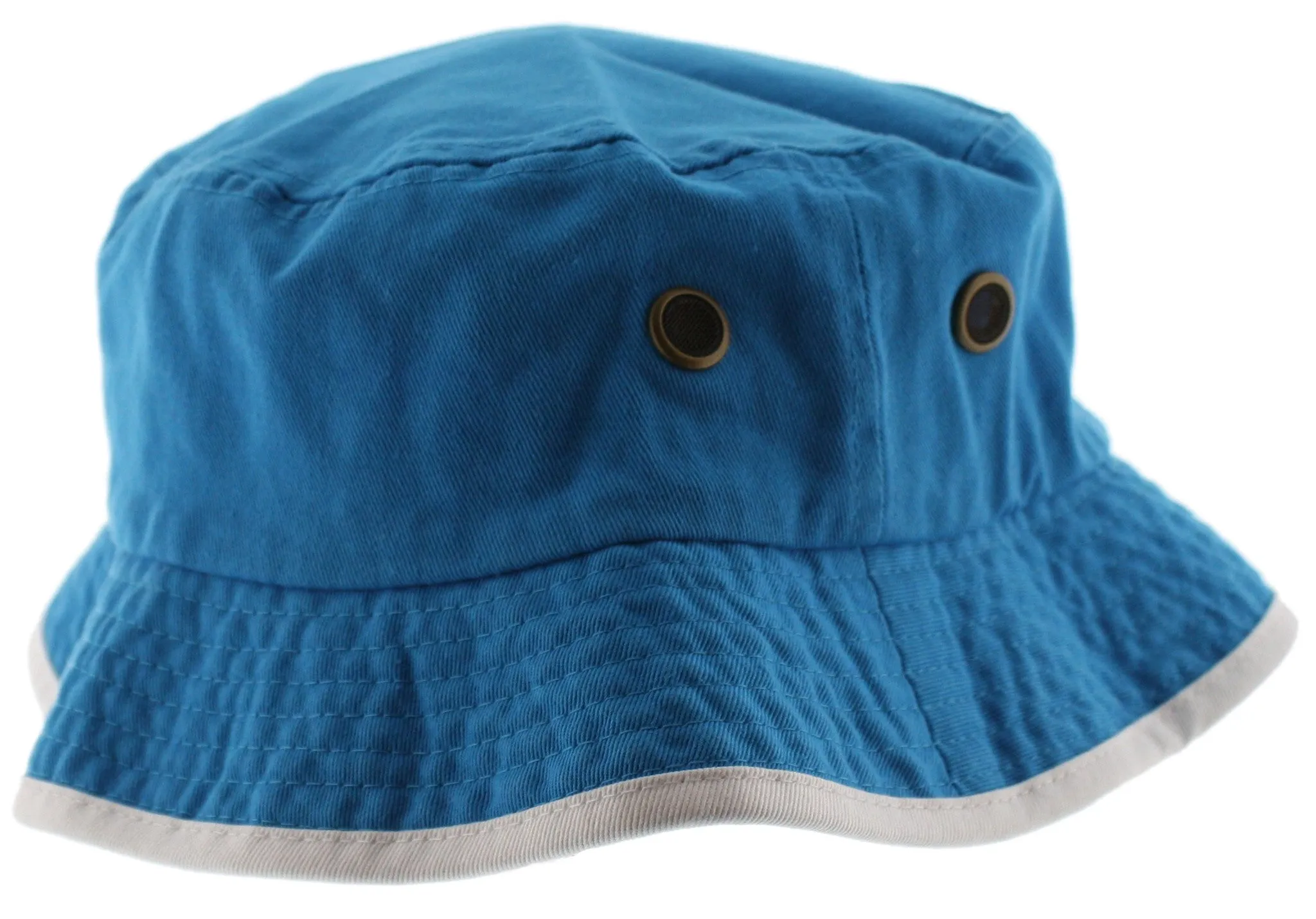 Solid Trim 100% Cotton Bucket Hat with Contrasting Trim