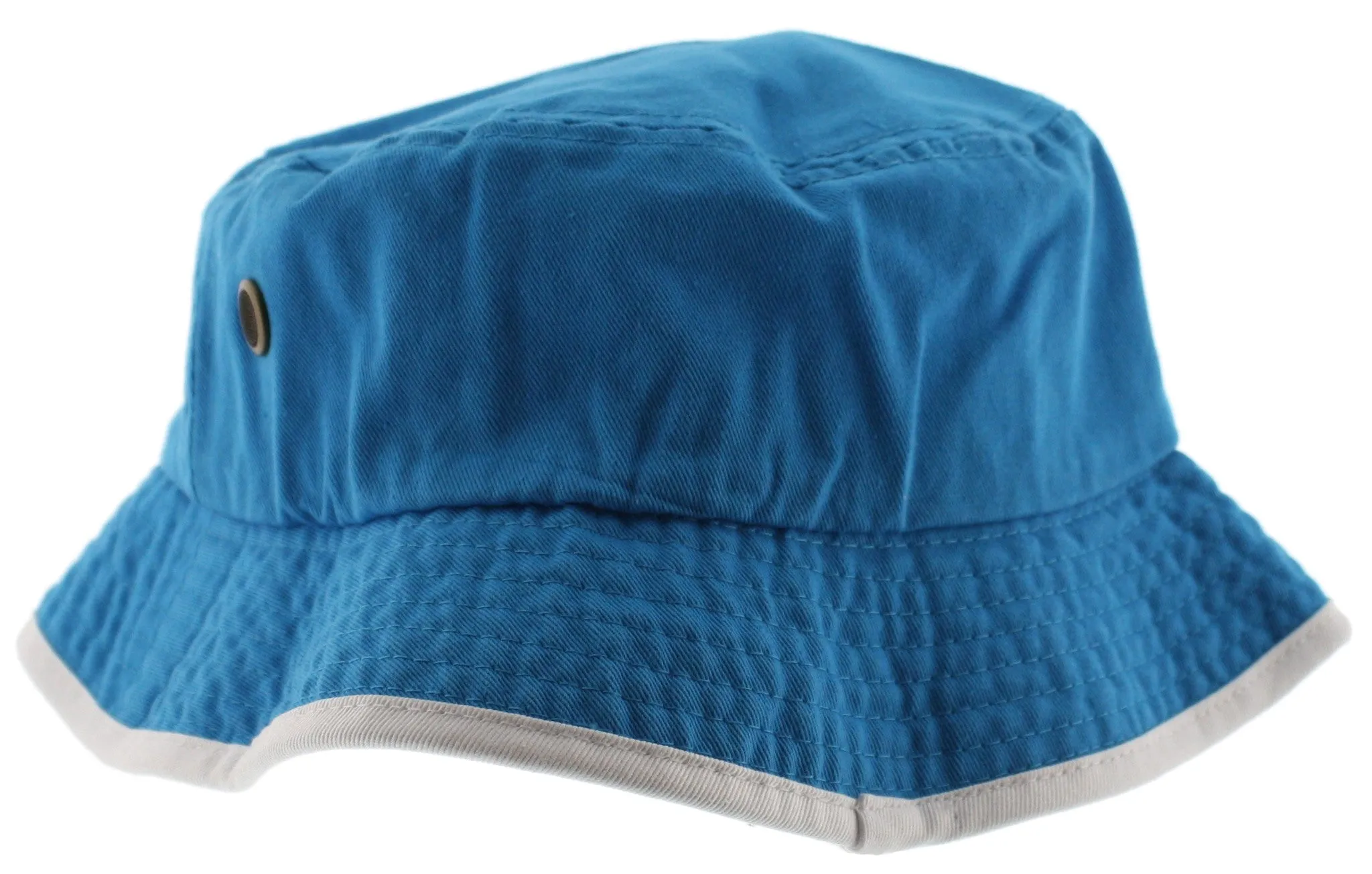 Solid Trim 100% Cotton Bucket Hat with Contrasting Trim