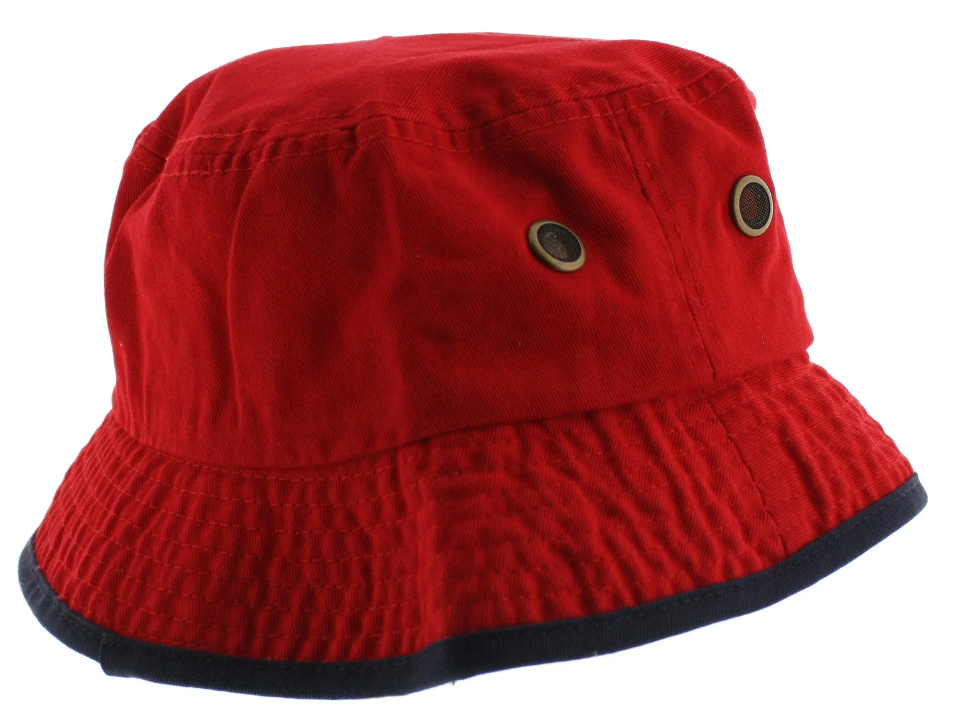 Solid Trim 100% Cotton Bucket Hat with Contrasting Trim