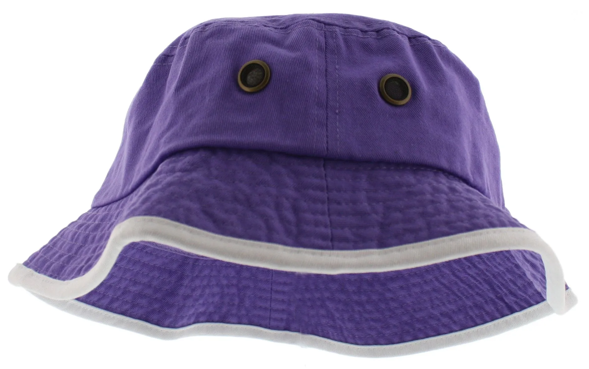Solid Trim 100% Cotton Bucket Hat with Contrasting Trim