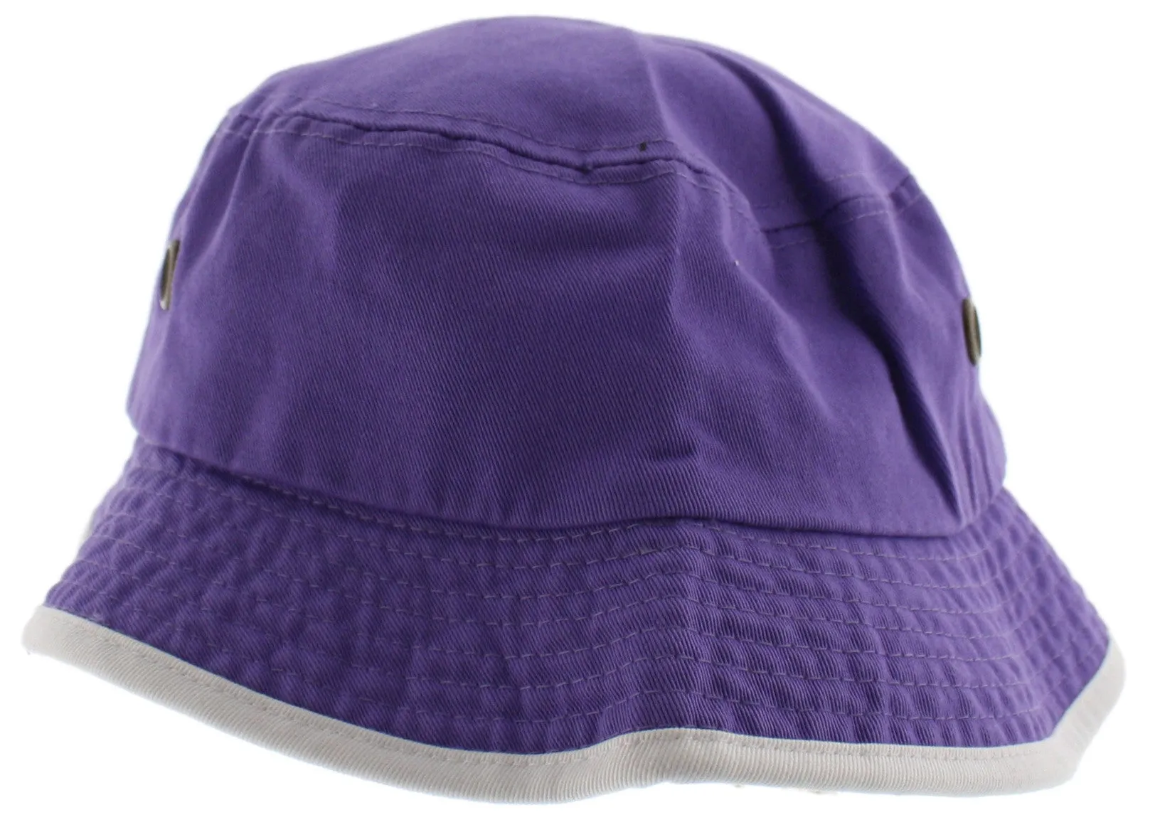 Solid Trim 100% Cotton Bucket Hat with Contrasting Trim