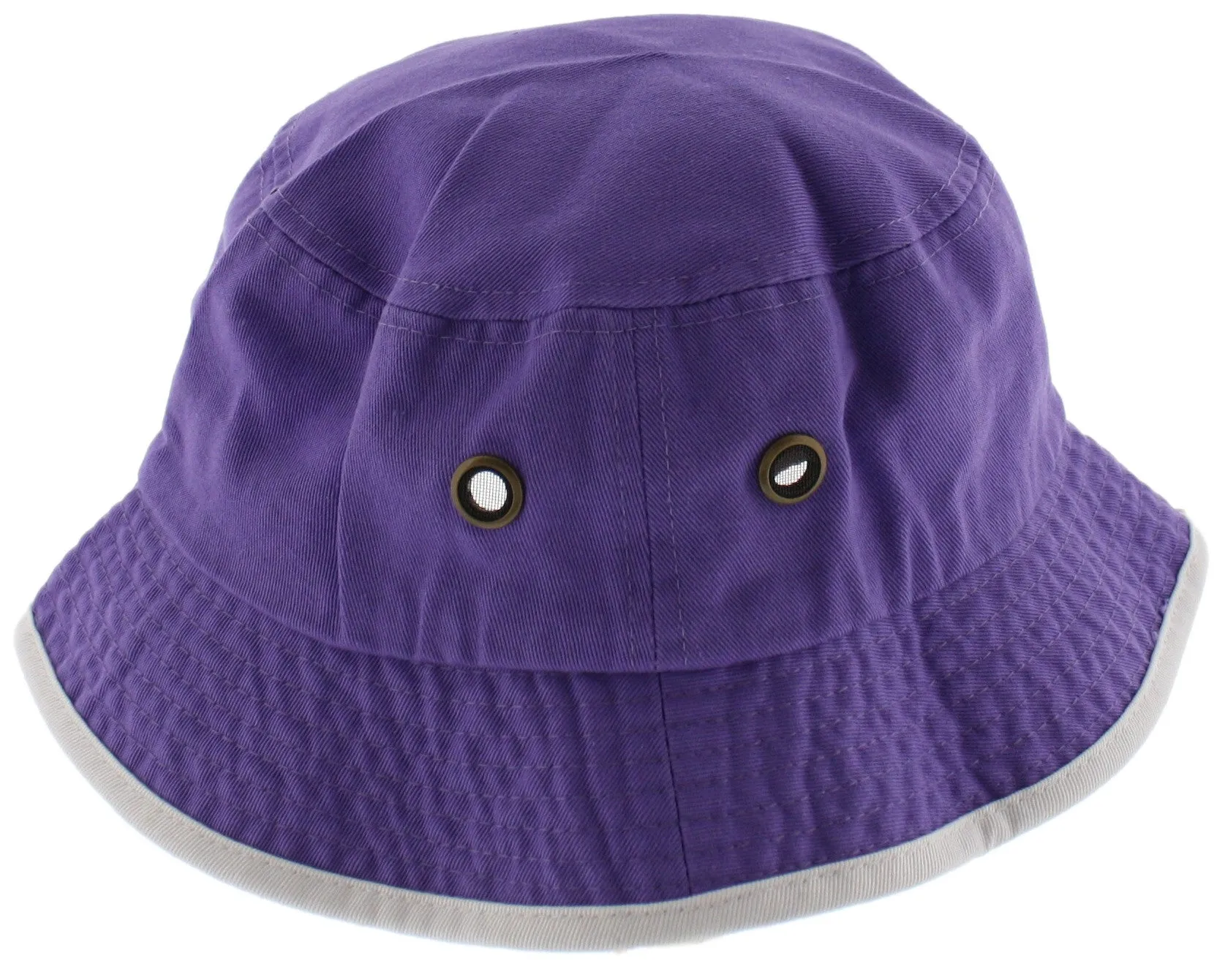 Solid Trim 100% Cotton Bucket Hat with Contrasting Trim